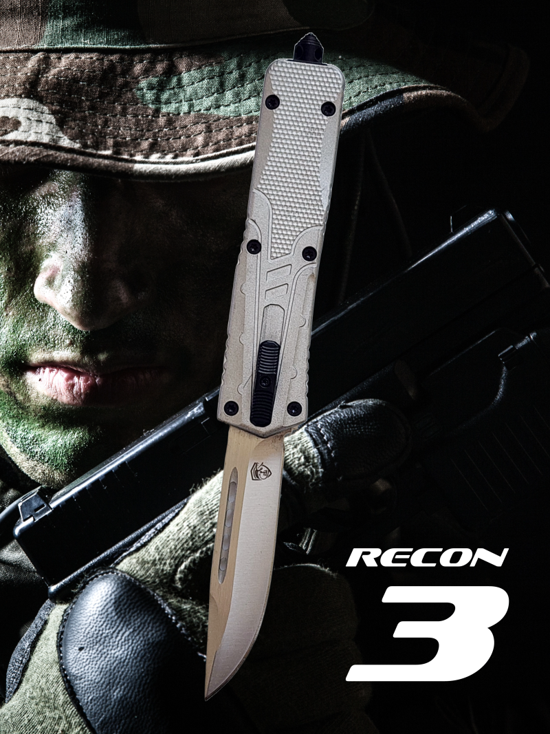 Venom Recon 3 Automatic OTF Knife - Silver (Satin Drop Point 3.25").
