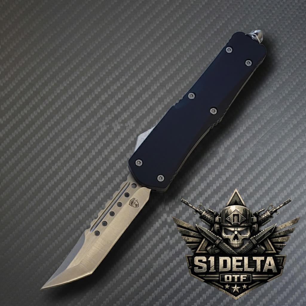 Venom S1 Delta D/A Automatic OTF Knife in Satin Spartan finish, luxury tactical blade with venom-inspired design
