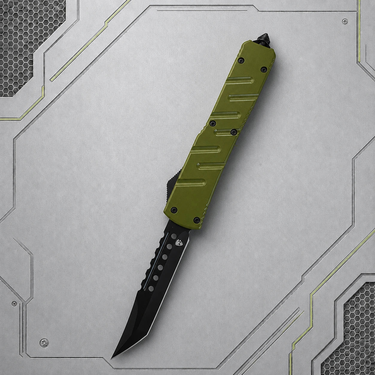 Venom USA X3 Nighthawk OTF Knife – OD Green, Black Spartan Blade