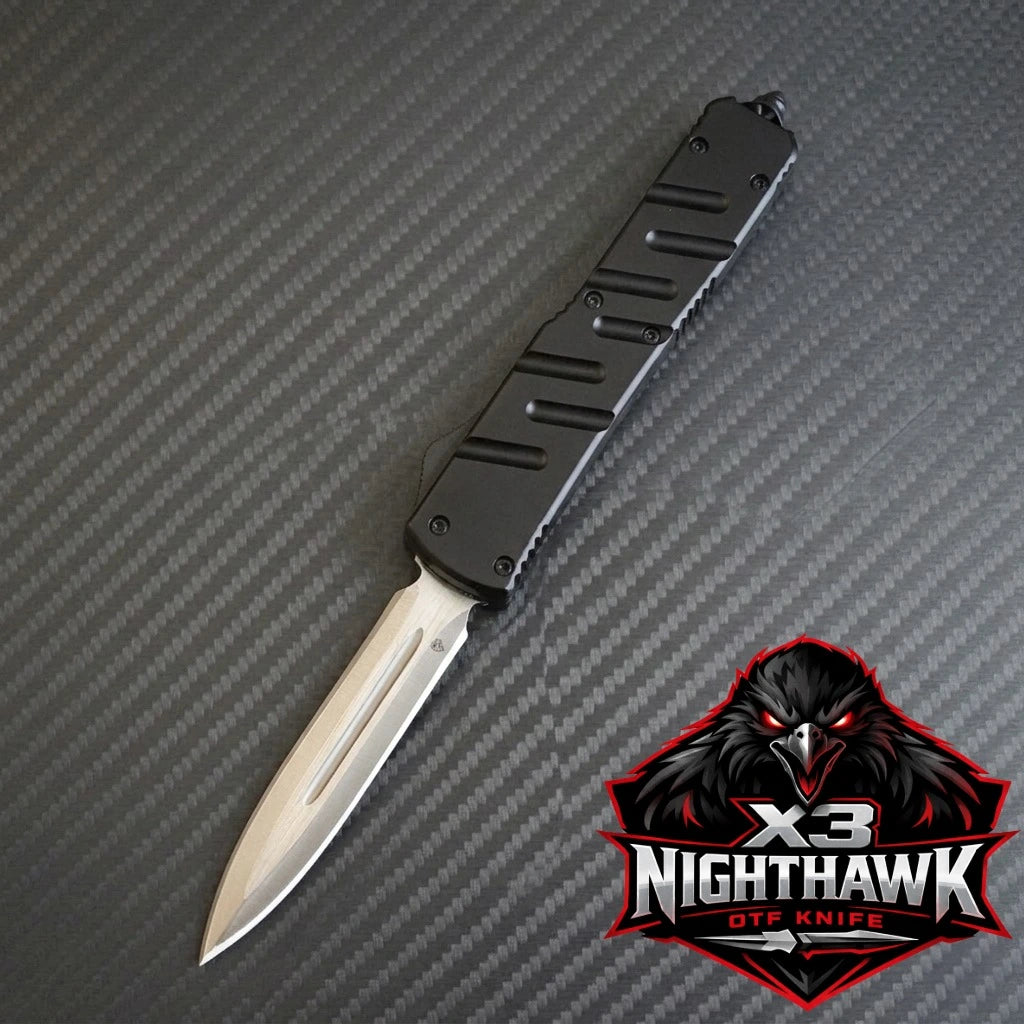 Venom X3 Nighthawk Automatic OTF Knife - Black (Satin DE 3.25")