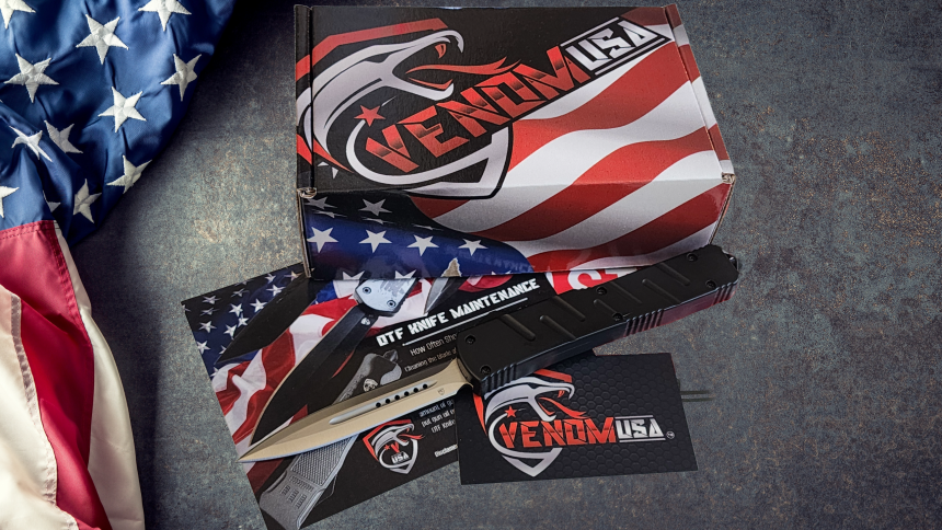 Venom X3 Nighthawk Automatic OTF Knife - Black (Satin Double Edge 3.25").