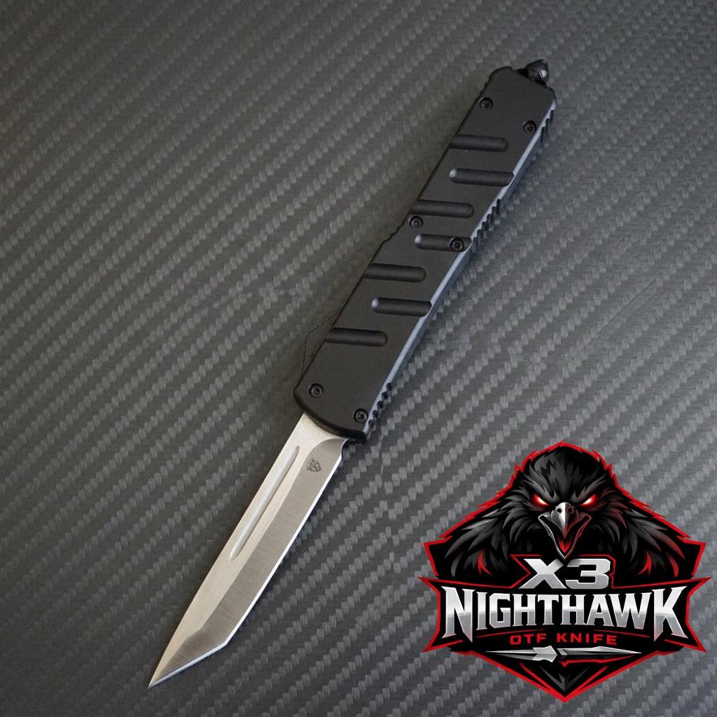 Venom X3 Nighthawk Automatic OTF Knife - Black (Satin Tanto 3.25