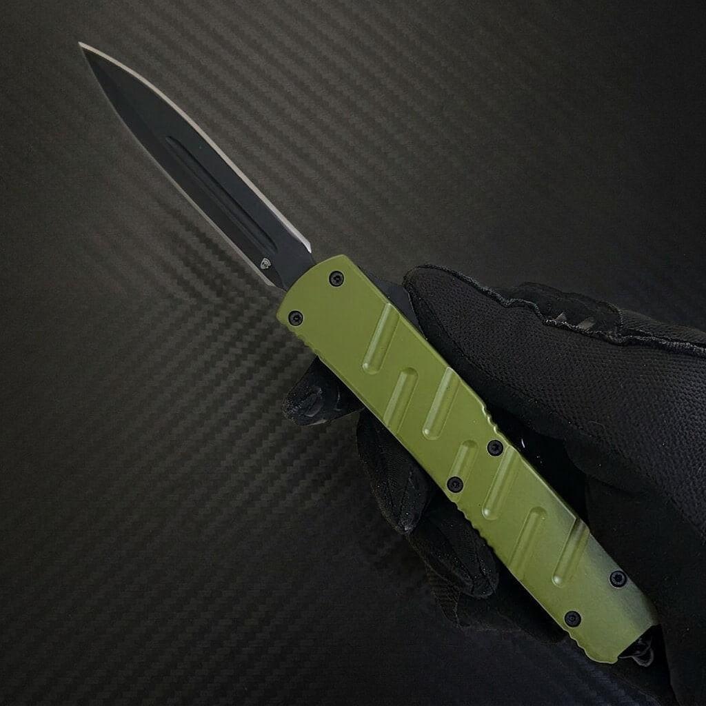 Venom X3 Nighthawk D/A Auto OTF Knife OD, luxury tactical blade with sleek black design
