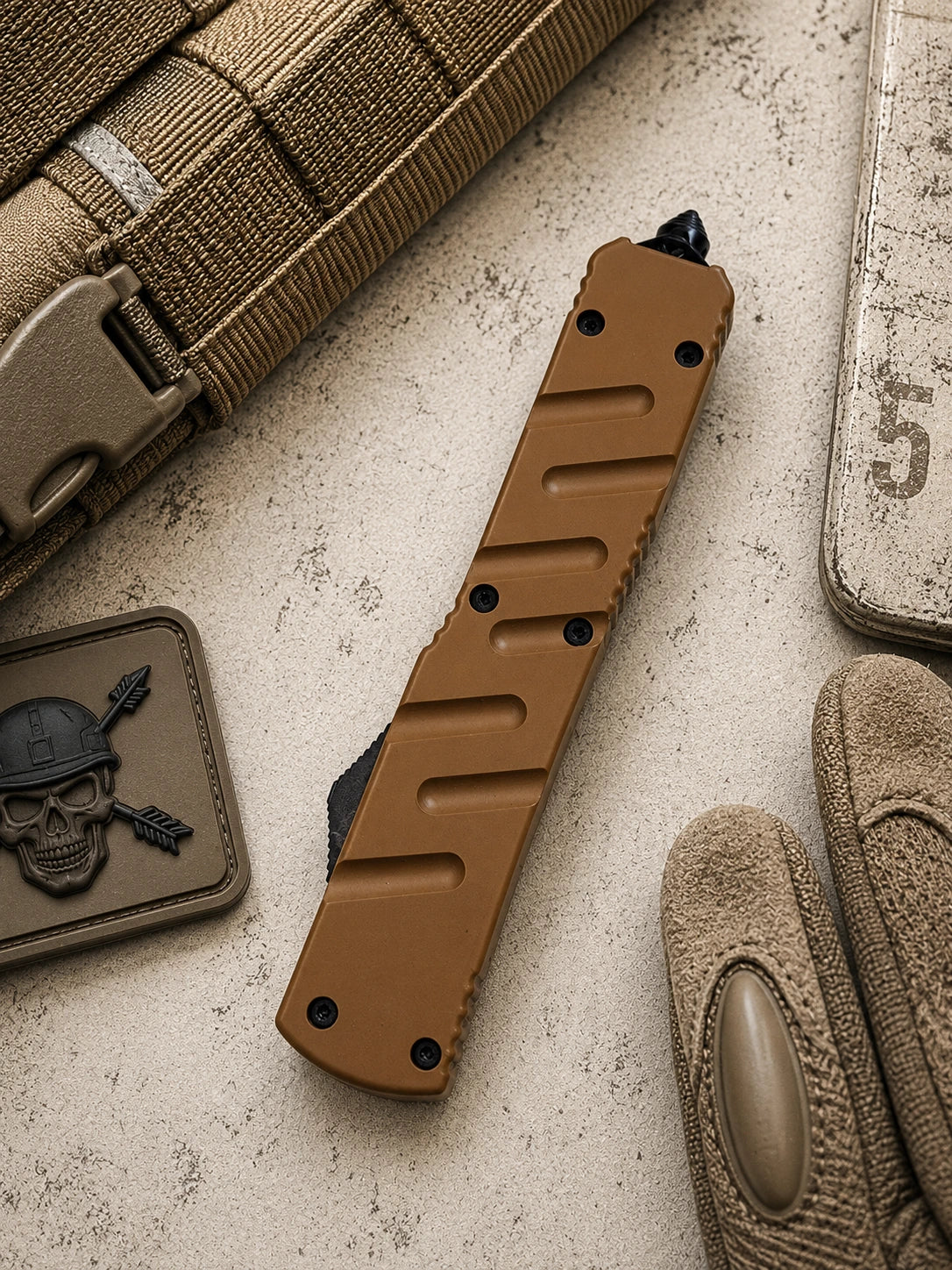 Venom X3 Nighthawk OTF Automatic Knife - Tan (3.25" Satin Spartan)