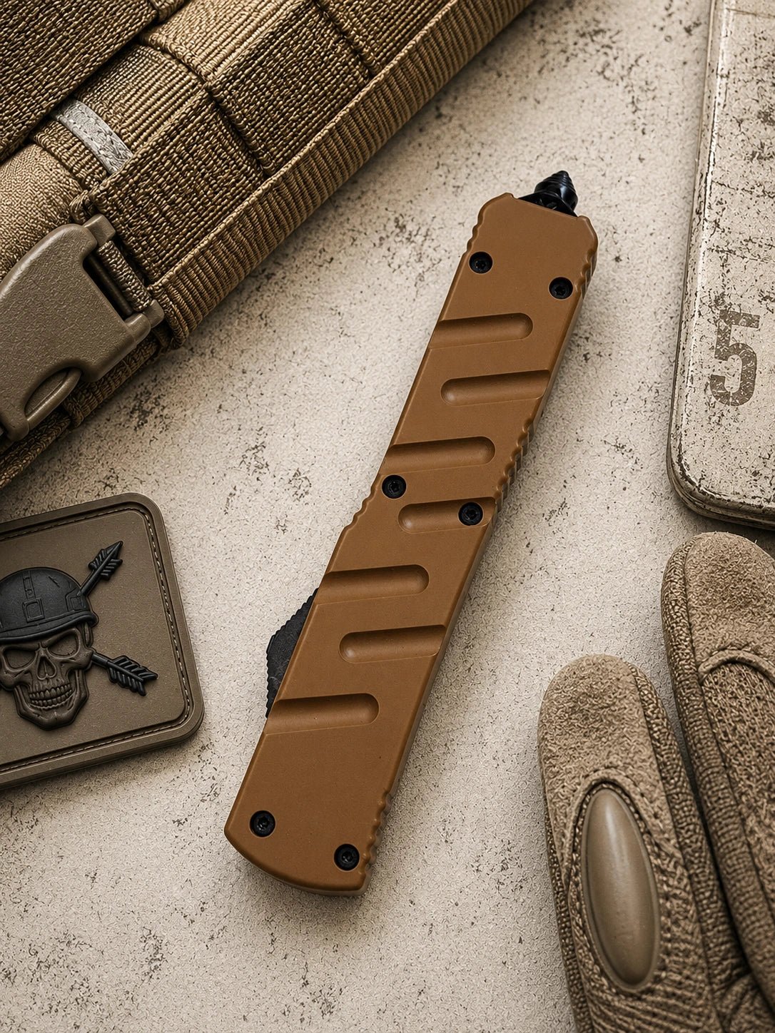 Venom X3 Nighthawk OTF Automatic Knife - Tan (3.25" Satin Spartan)