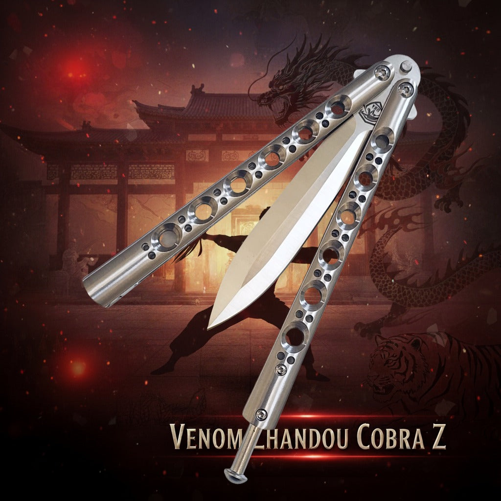 Venom Zhandou Cobra Z Balisong Knife (Satin Spear Point 3.5")