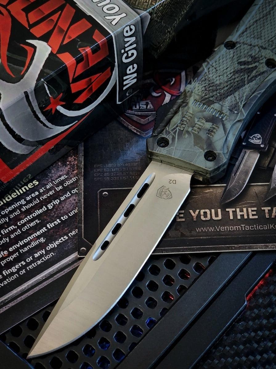 Venom 4-TR⚡Pro Series⚡Tactical Auto OTF Knife - Woodland (Satin DP 3.4")
