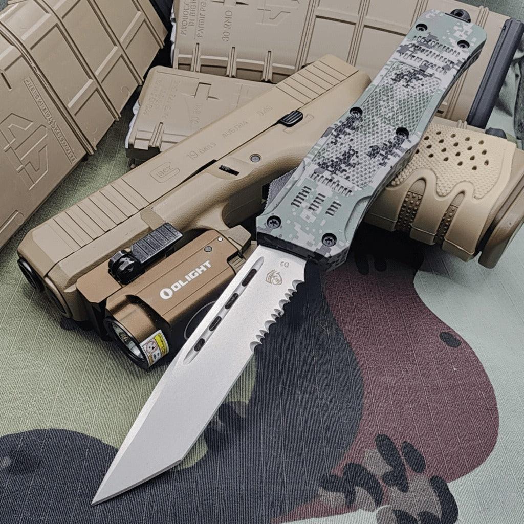 Elite Venom OTF Knife in Recon Camo with Satin Tanto Blade, 3.4 inches - Durable Tactical Venom 4TR ELITE