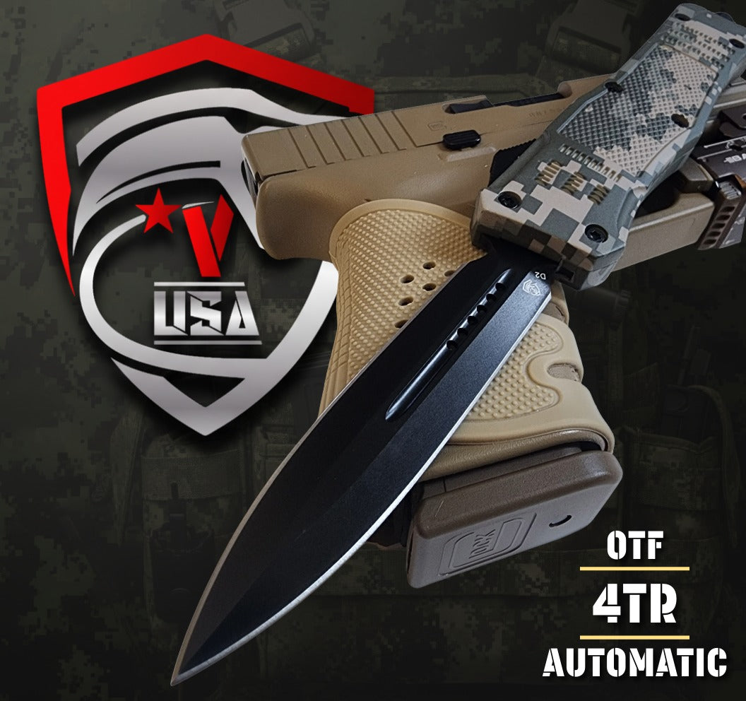 Venom 4TR ELITE OTF Knife in ACU Camo, precision craftsmanship for tactical use and outdoor durability