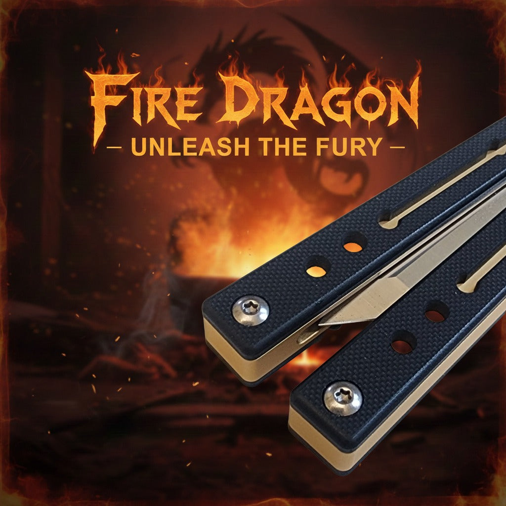 Venom Fire Dragon Balisong - G10 Black/Gold (Satin Tanto 4.0")
