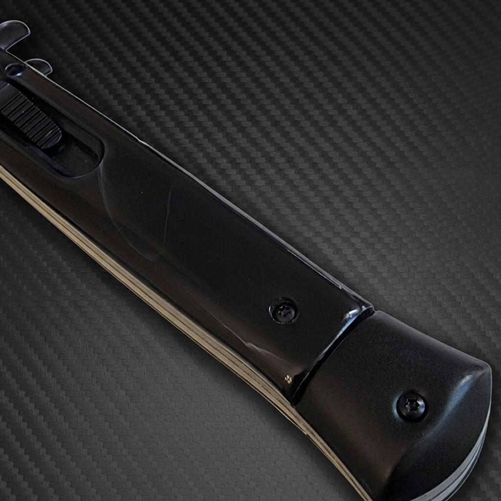 11 Italian Mafia Stiletto OTF Knife - Fractured Onyx Black Bayonet, luxury design with premium craftsmanship