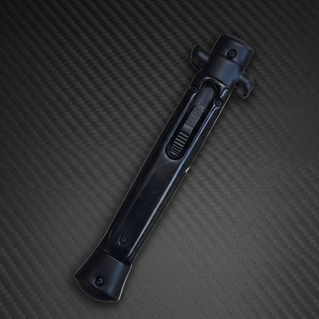 11" Italian Mafia D/A Stiletto OTF Knife - Fractured Onyx - Polished Plain Bayonet