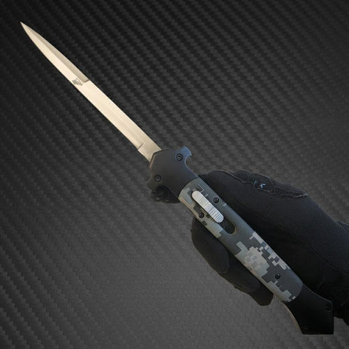 13" Tactical D/A Stiletto OTF Knife - Digi Camo - Satin Plain Bayonet