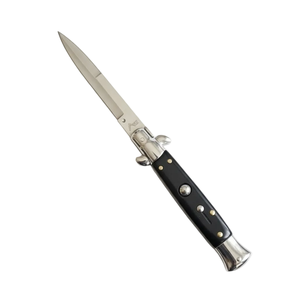 AKC 9" Italian Stiletto Black Automatic Knife - (3.75" Bayonet)
