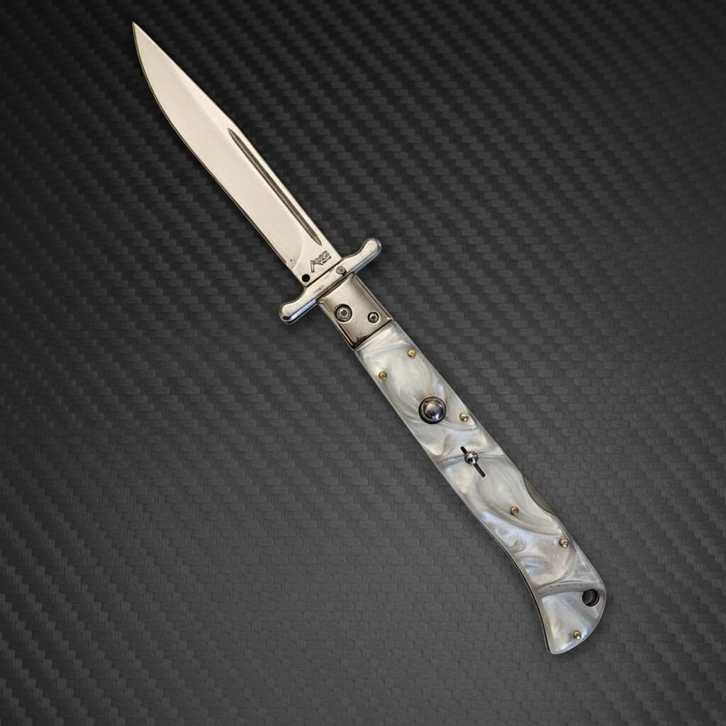 AKC 11" Italian Roma Swinguard Automatic - White Pearlex (4.62" Polished)