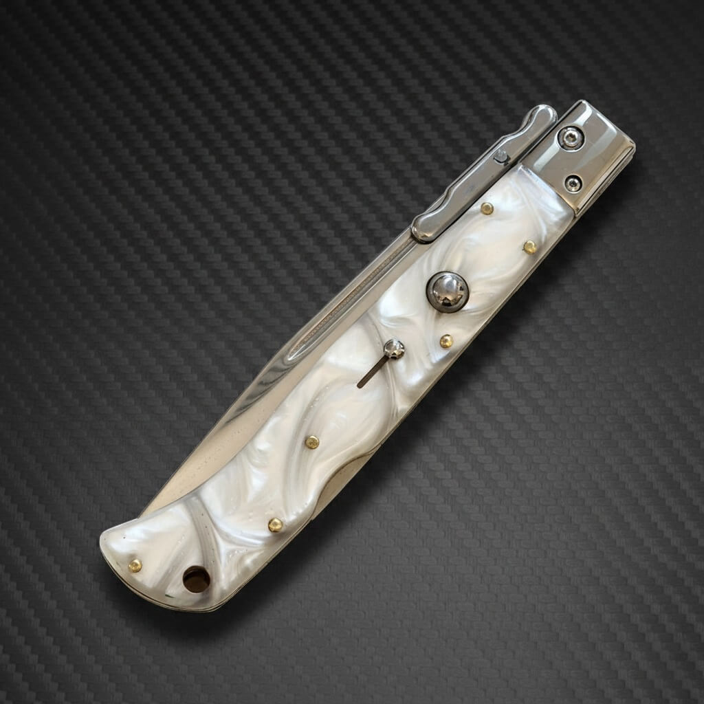 AKC 11" Italian Roma Swinguard Automatic - White Pearlex (4.62" Polished)
