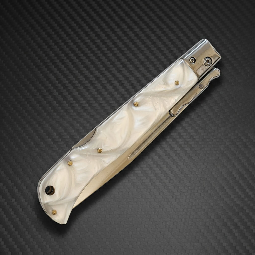 AKC 11" Italian Roma Swinguard Automatic - White Pearlex (4.62" Polished)