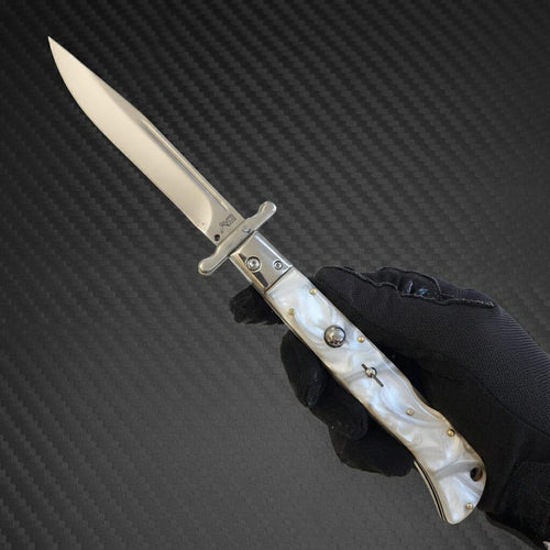 AKC 11" Italian Roma Swinguard Automatic - White Pearlex (4.62" Polished)