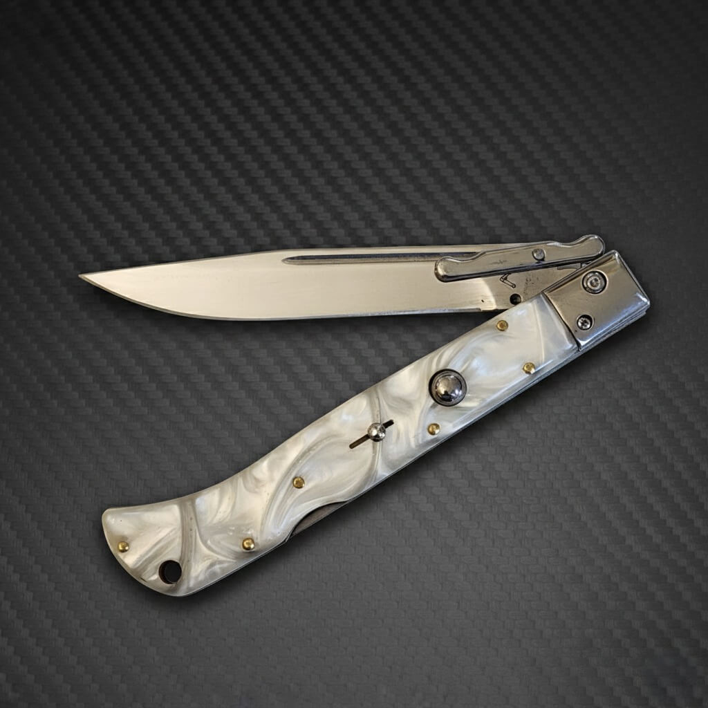 AKC 11" Italian Roma Swinguard Automatic - White Pearlex (4.62" Polished)