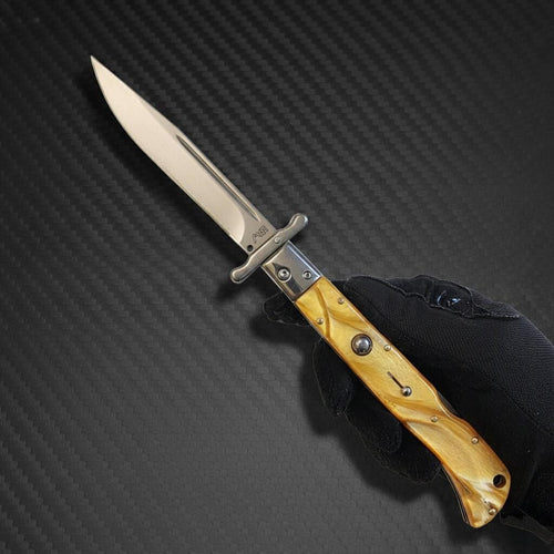 AKC 11" Italian Roma Swinguard Automatic - Yellow Pearl (3.75" Polished)