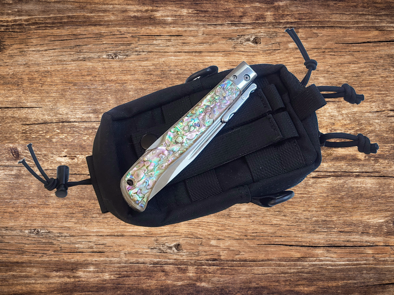AKC 11" Italian Roma Swinguard Automatic Knife - Abalone (4.62" Polished)
