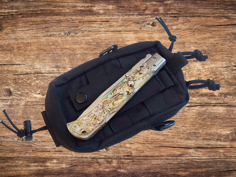 AKC 11" Italian Roma Swinguard Automatic Knife - Abalone (4.62" Polished)