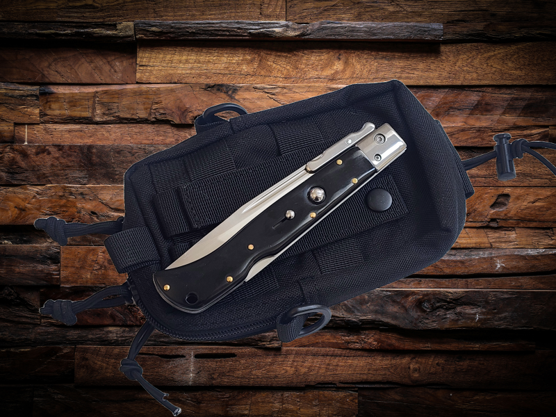 AKC 11" Italian Roma Swinguard Automatic Knife - Black (4.62" Polished).
