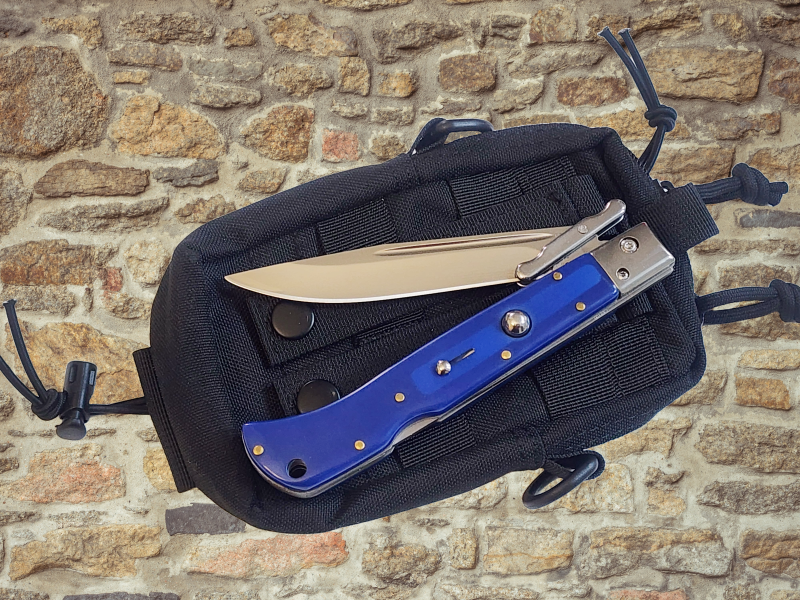 AKC 11" Italian Roma Swinguard Automatic Knife - Blue (4.62" Polished)