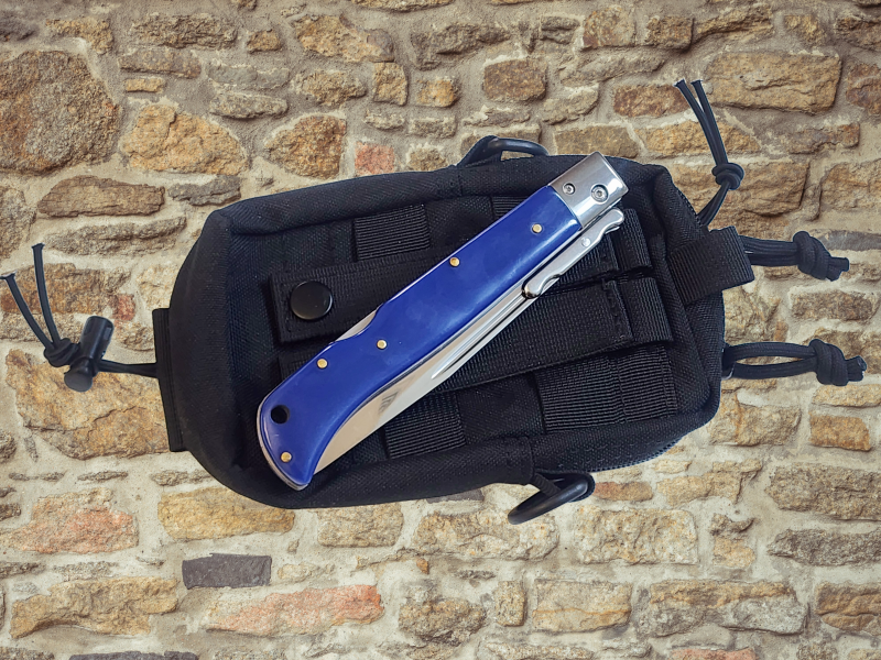 AKC 11" Italian Roma Swinguard Automatic Knife - Blue (4.62" Polished)