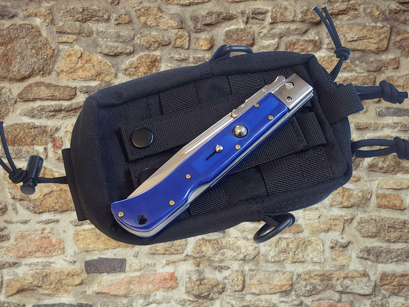 AKC 11" Italian Roma Swinguard Automatic Knife - Blue (4.62" Polished)