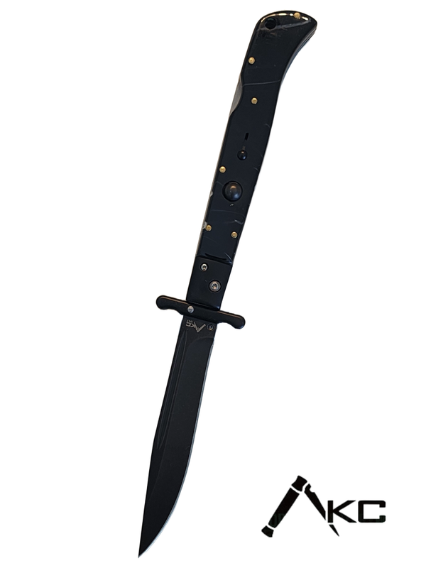 AKC 11" Italian Roma Swinguard Automatic Knife - Ebony Glimmer (4.62" Black)