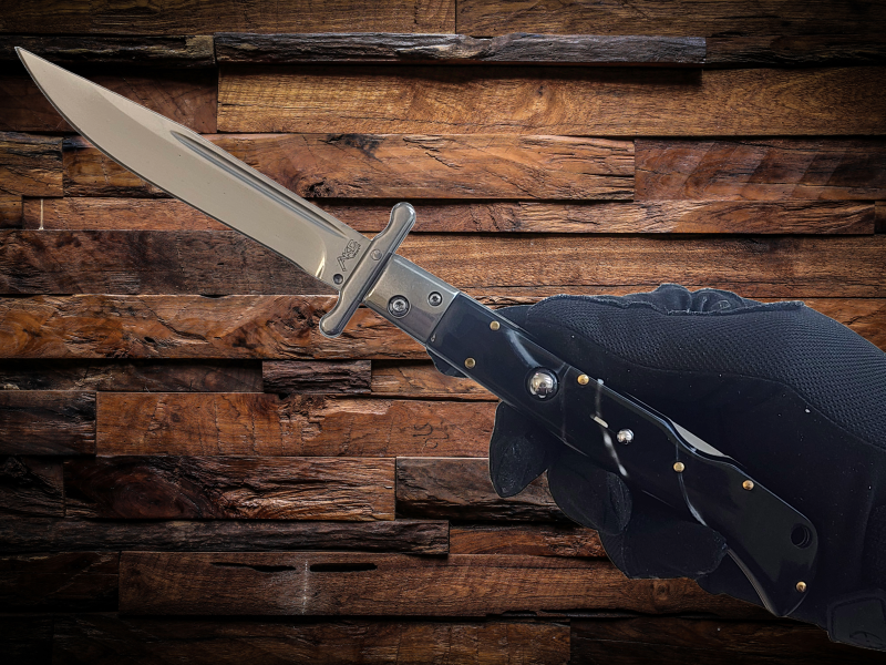 AKC 11" Italian Roma Swinguard Automatic Knife - Ebony Swirl (4.62" Polished)
