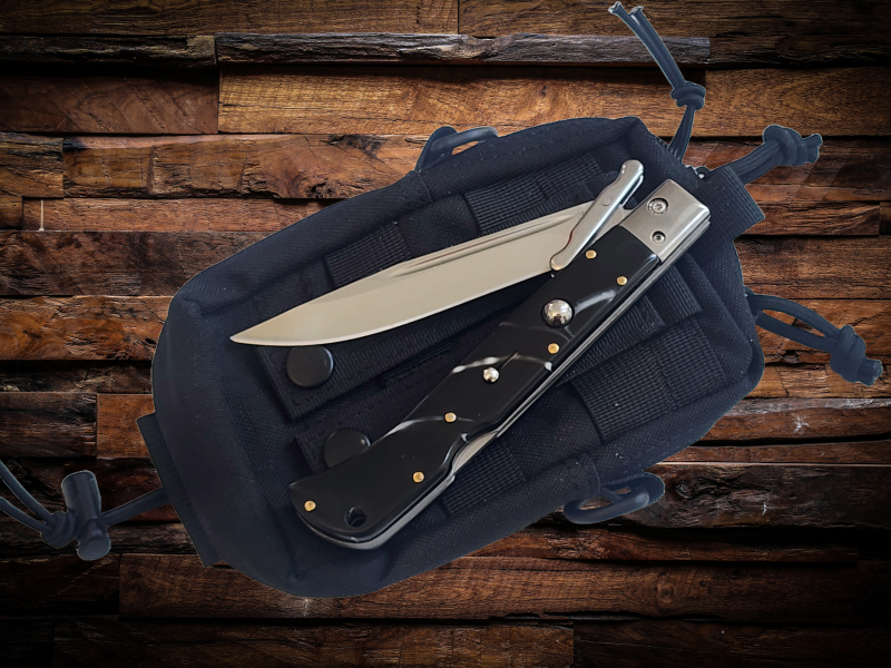 AKC 11" Italian Roma Swinguard Automatic Knife - Ebony Swirl (4.62" Polished)