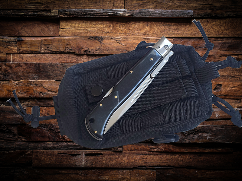 AKC 11" Italian Roma Swinguard Automatic Knife - Ebony Swirl (4.62" Polished)