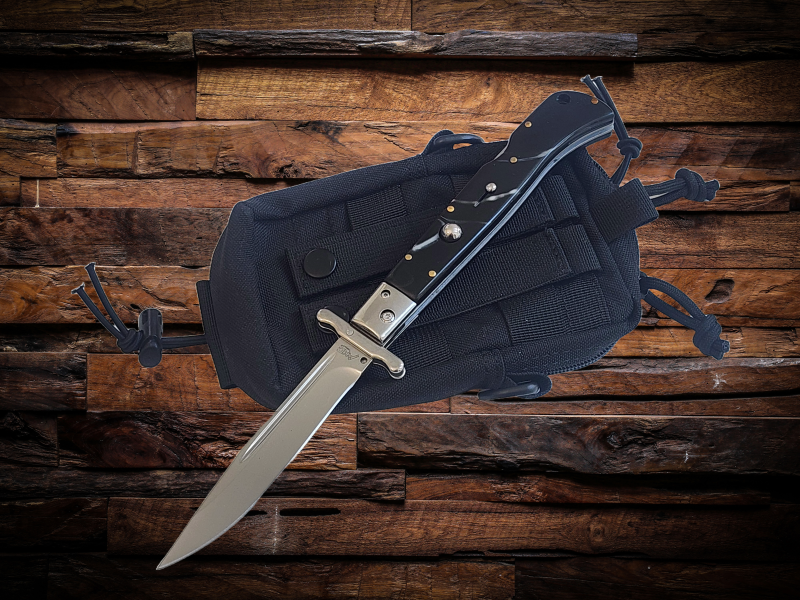 AKC 11" Italian Roma Swinguard Automatic Knife - Ebony Swirl (4.62" Polished)