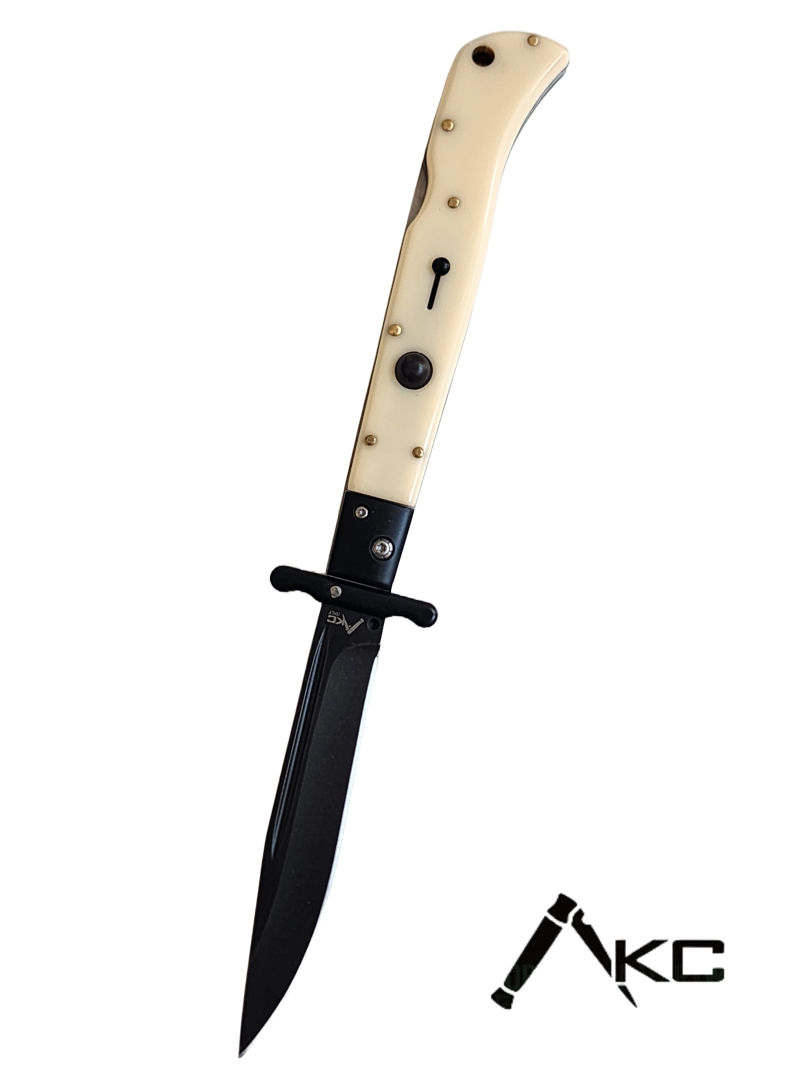 AKC 11" Italian Roma Swinguard Automatic Knife - Ivory (4.62" Black)