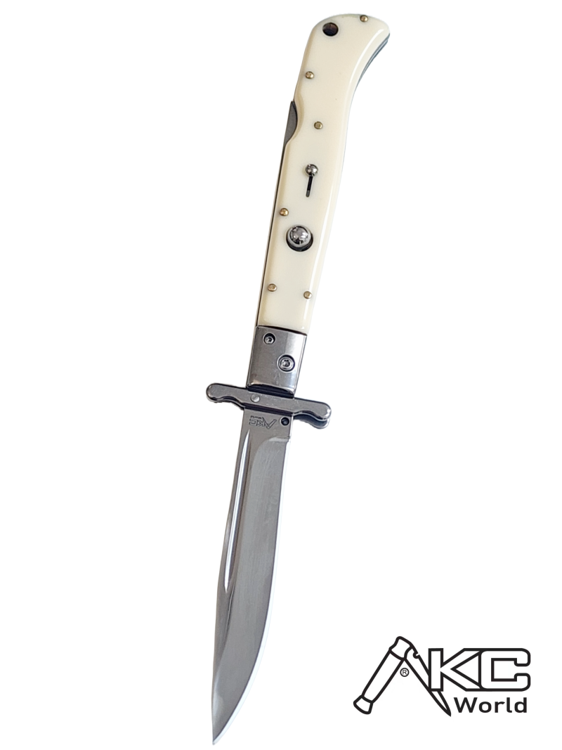 AKC 11" Italian Roma Swinguard Automatic Knife - Ivory (4.62" Polished)