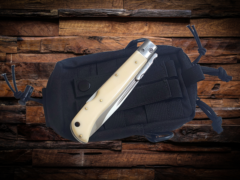AKC 11" Italian Roma Swinguard Automatic Knife - Ivory (4.62" Polished)