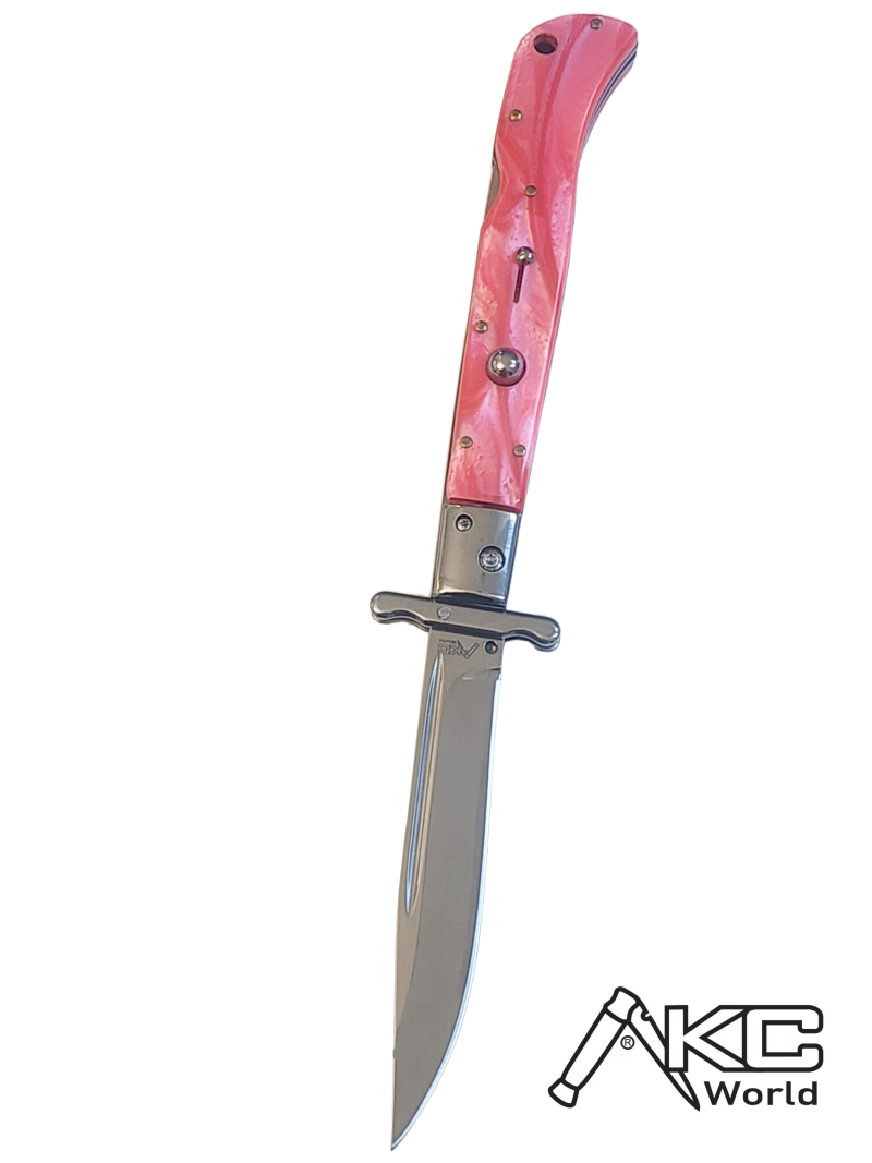 AKC 11" Italian Roma Swinguard Automatic Knife - Orange Pearl (4.62" Polished)