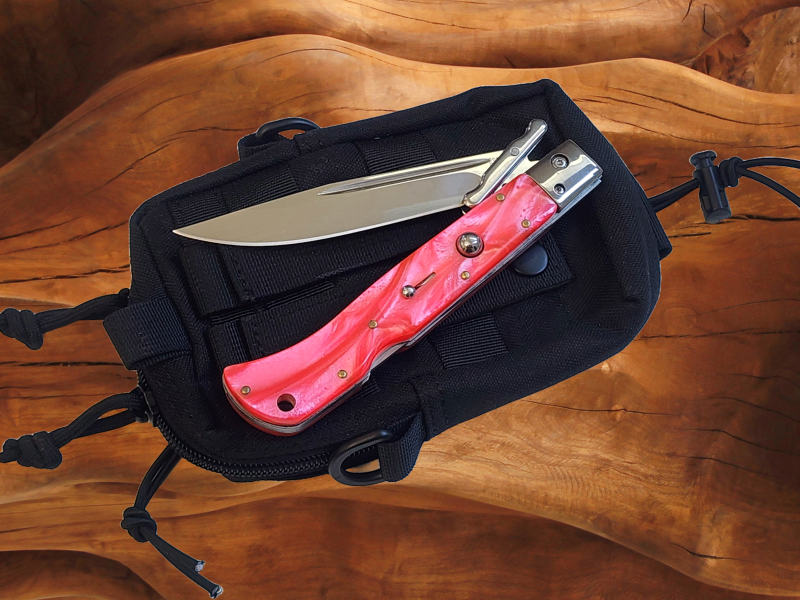 AKC 11" Italian Roma Swinguard Automatic Knife - Orange Pearl (4.62" Polished)