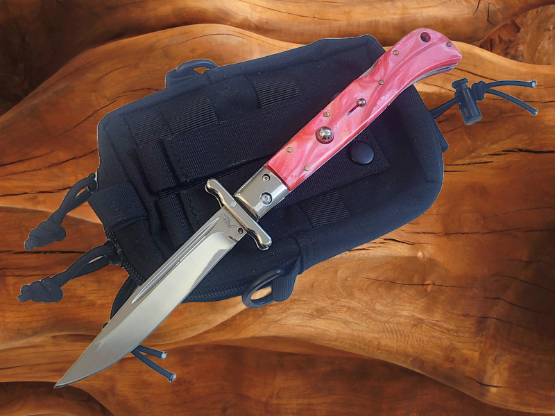 AKC 11" Italian Roma Swinguard Automatic Knife - Orange Pearl (4.62" Polished)