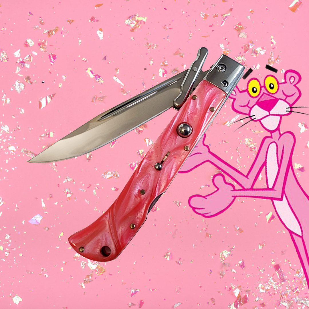 Premium Swinguard AKC 11 Italian Roma Automatic Knife in Pink Pearl with 4.62 Polished Blade