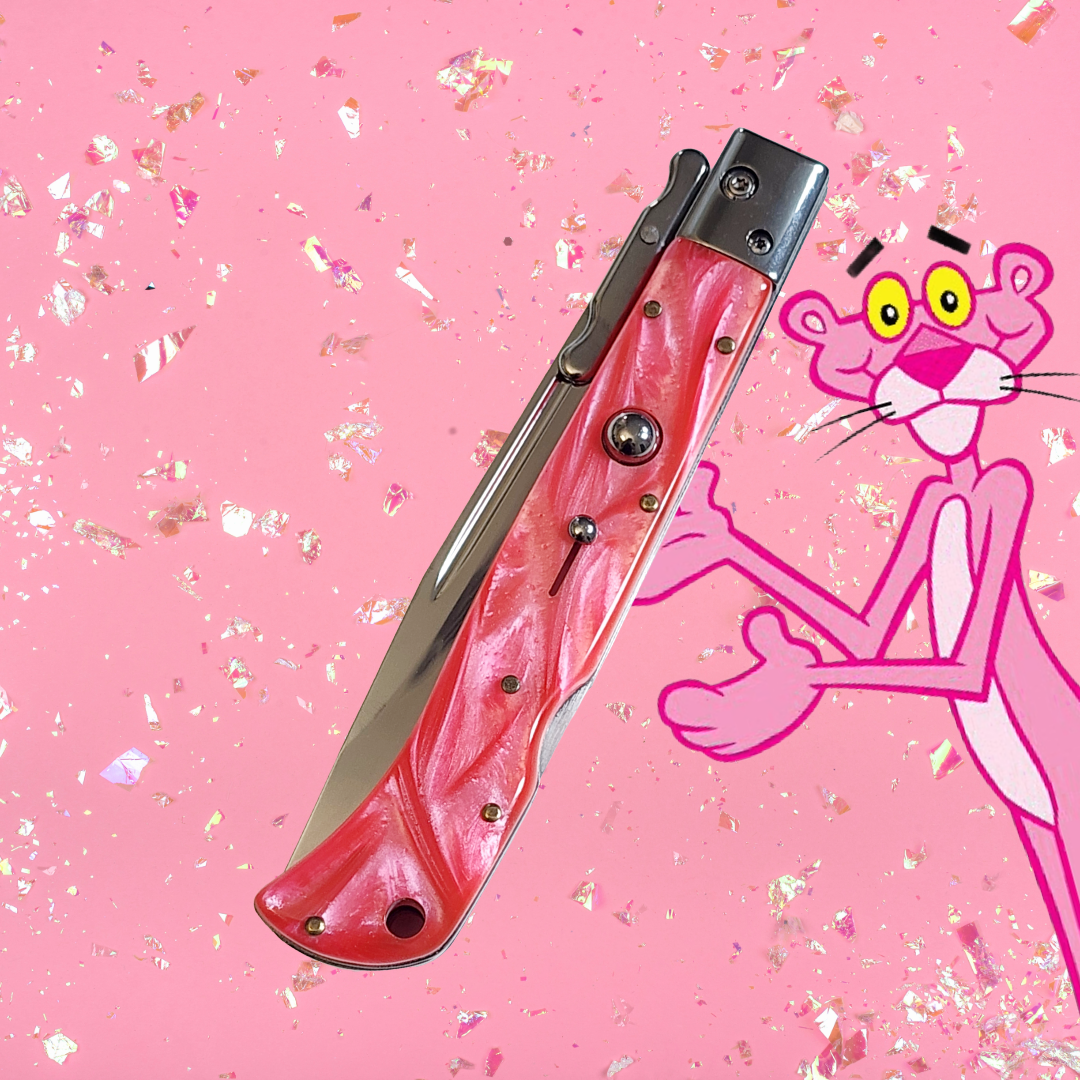 Premium Swinguard AKC 11 Italian Roma Automatic Knife in Pink Pearl with 4.62 Polished Blade
