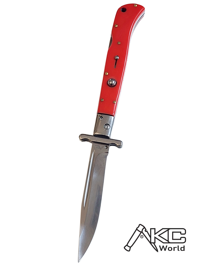 AKC 11" Italian Roma Swinguard Automatic Knife - Red (4.62" Polished).