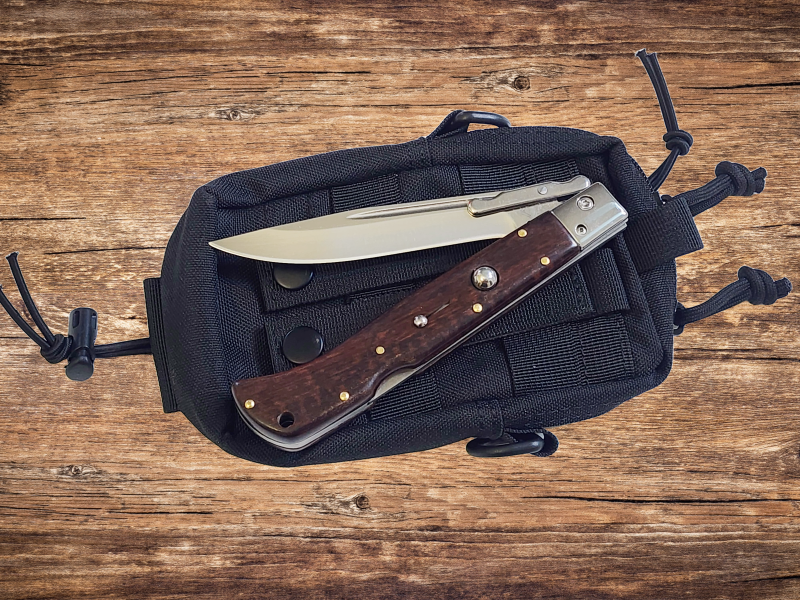 AKC 11" Italian Roma Swinguard Automatic Knife - Snakewood (4.62" Polished)