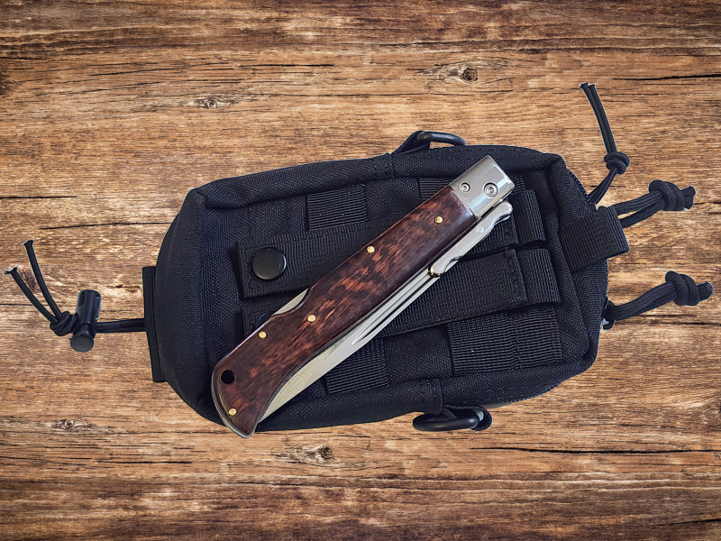 AKC 11" Italian Roma Swinguard Automatic Knife - Snakewood (4.62" Polished)