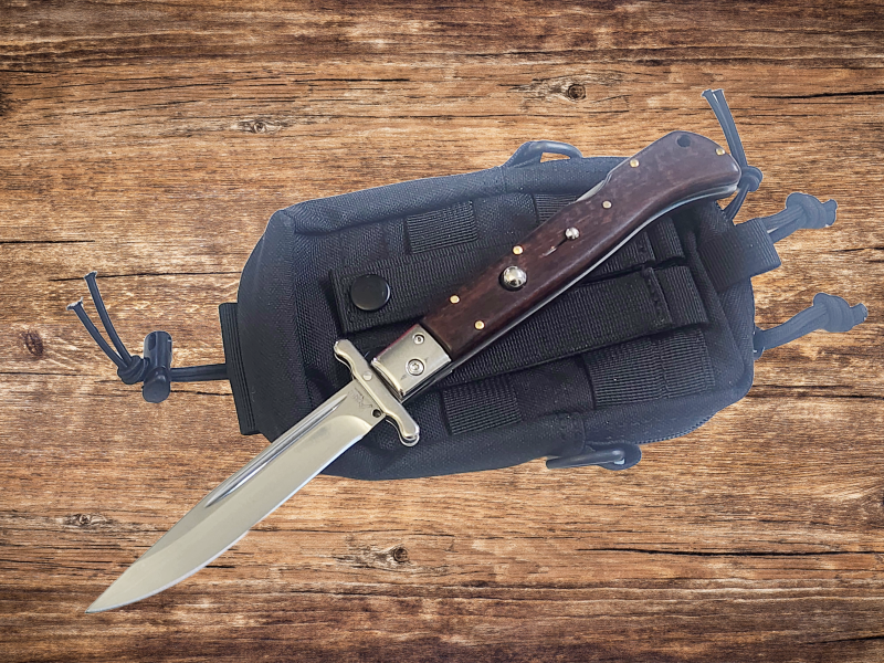 AKC 11" Italian Roma Swinguard Automatic Knife - Snakewood (4.62" Polished)