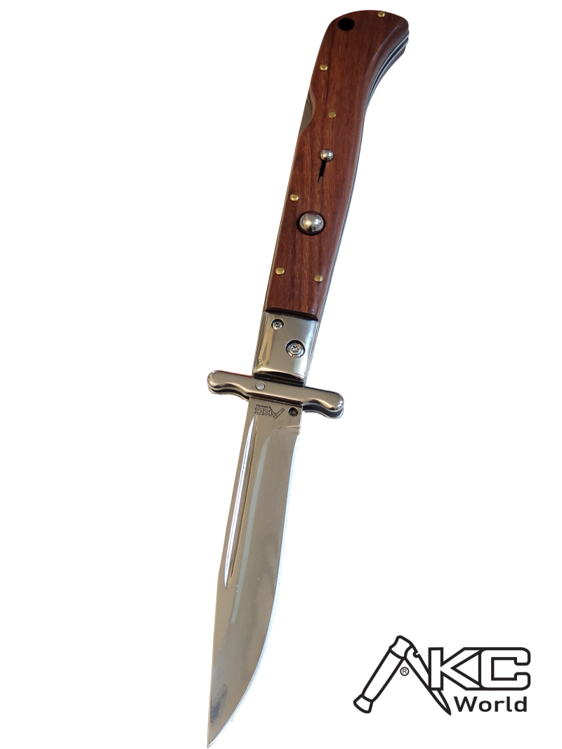 AKC 11" Italian Roma Swinguard Automatic Knife - Wood (4.62" Polished).