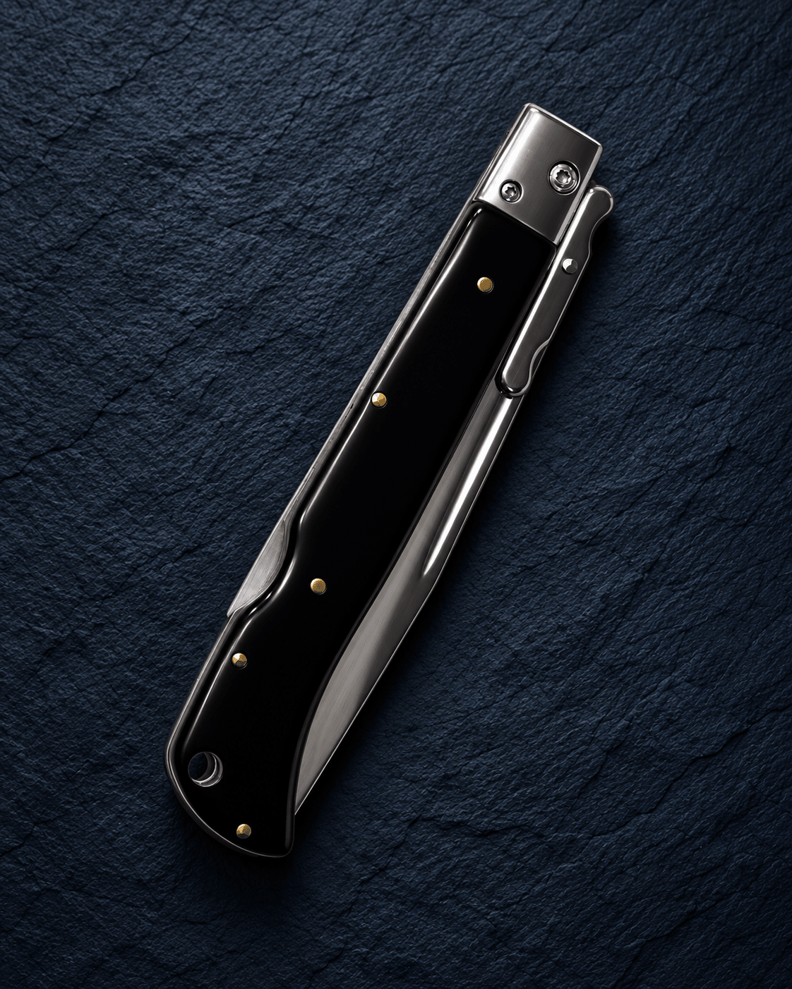 AKC 11 Roma Swinguard Automatic Knife – Black Handle, 4.62 Polished Drop Point Blade