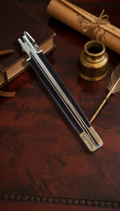 AKC 9" Italian Leverlock Knife - Dark Horn (Satin Plain)